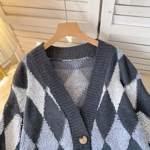 Cardigan Maglia Donna Pullover Morbido Bottoni Slim Grigio Giacca 31025 - Foto 2 di 3