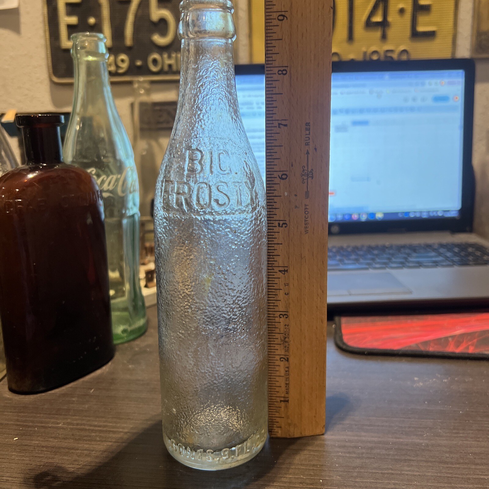 Vintage Big Frostie 9oz Clear Embossed Soda Bottle Collectible Advertising Used