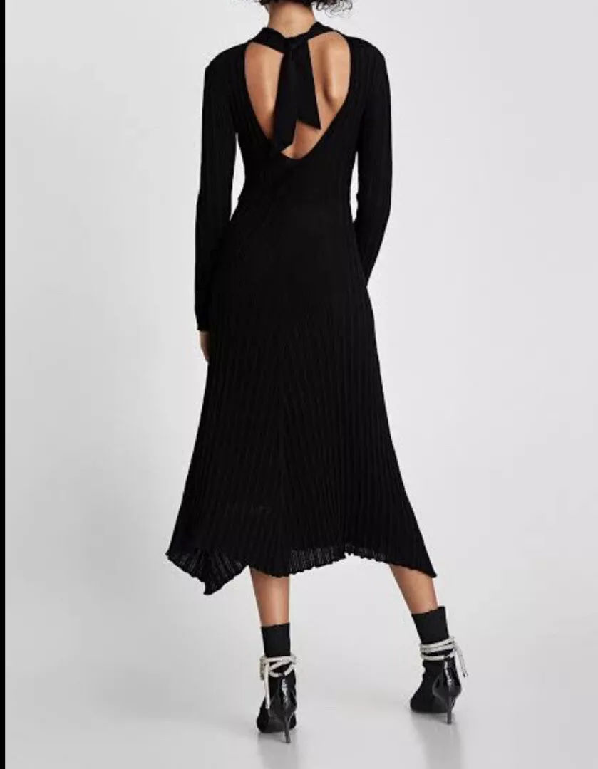 Zara black and white ribbed dress cheap