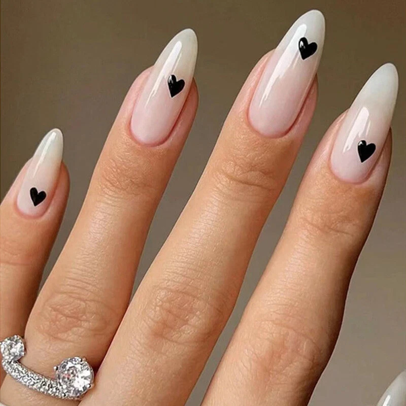 False Fake Nails Medium Coffin French Nail Art Gel Acrylic New Press on nails - Image 4 of 4