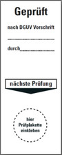 Pr&uuml;fetikett Plakette "DGUV Vor..durch..n&auml;chste Pr&uuml;fung" Folie Aufkleber 100x40mm