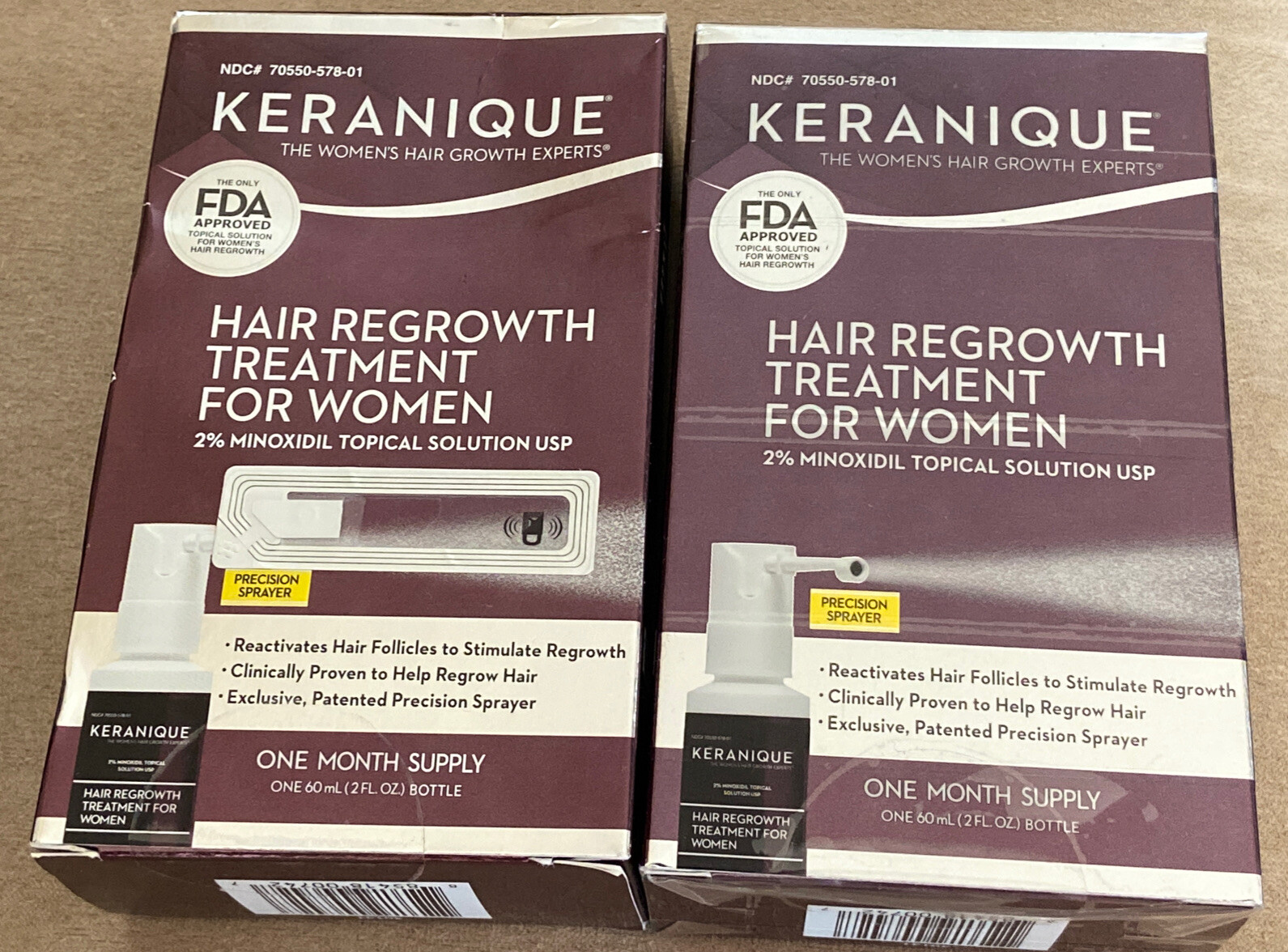 (2) Keranique Women Hair Regrowth Treatment Spray Precision Nozzle 4 oz