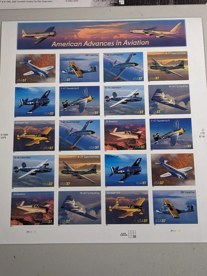 US Stamp Sheets Lot - Henry Fonda Legends of Hollywood, Ronald Reagan, Aircraft - Image 4 of 4