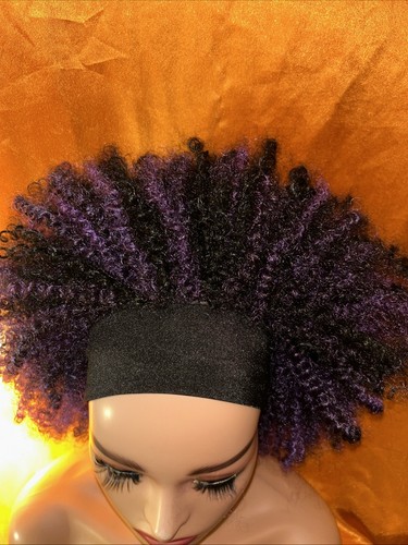 Headband Wig Purple/ Black Curly Hair - Picture 4 of 17