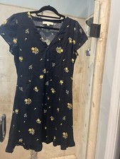 Ann Taylor LOFT Women Blue navy pockets yellow pin up Casual Dress 6