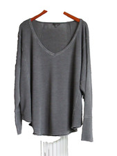 LUCKY BRAND Charcoal Gray Waffle Weave Long Sleeve Top Shirt Size 1X NWT 49.50