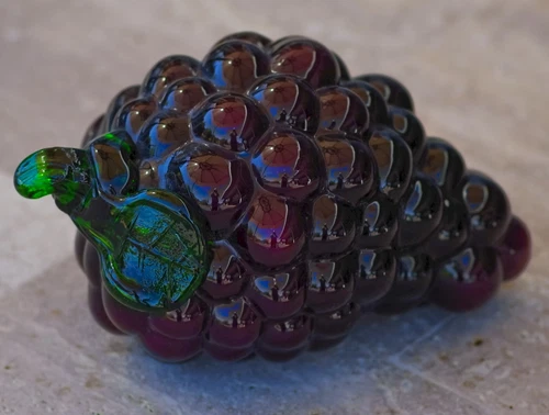 VINTAGE Art Glass GRAPES CLUSTER Purple BLENKO 1960's Made in USA