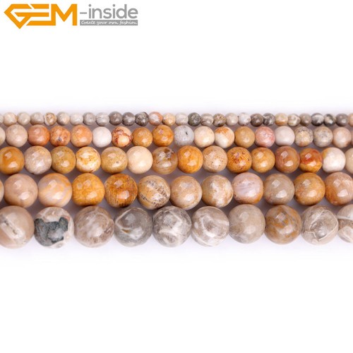 Natural 8mm Ammonite Chrysanthemum Gemstone Coral Fossil Round Jewelry Beads - Picture 2 of 36