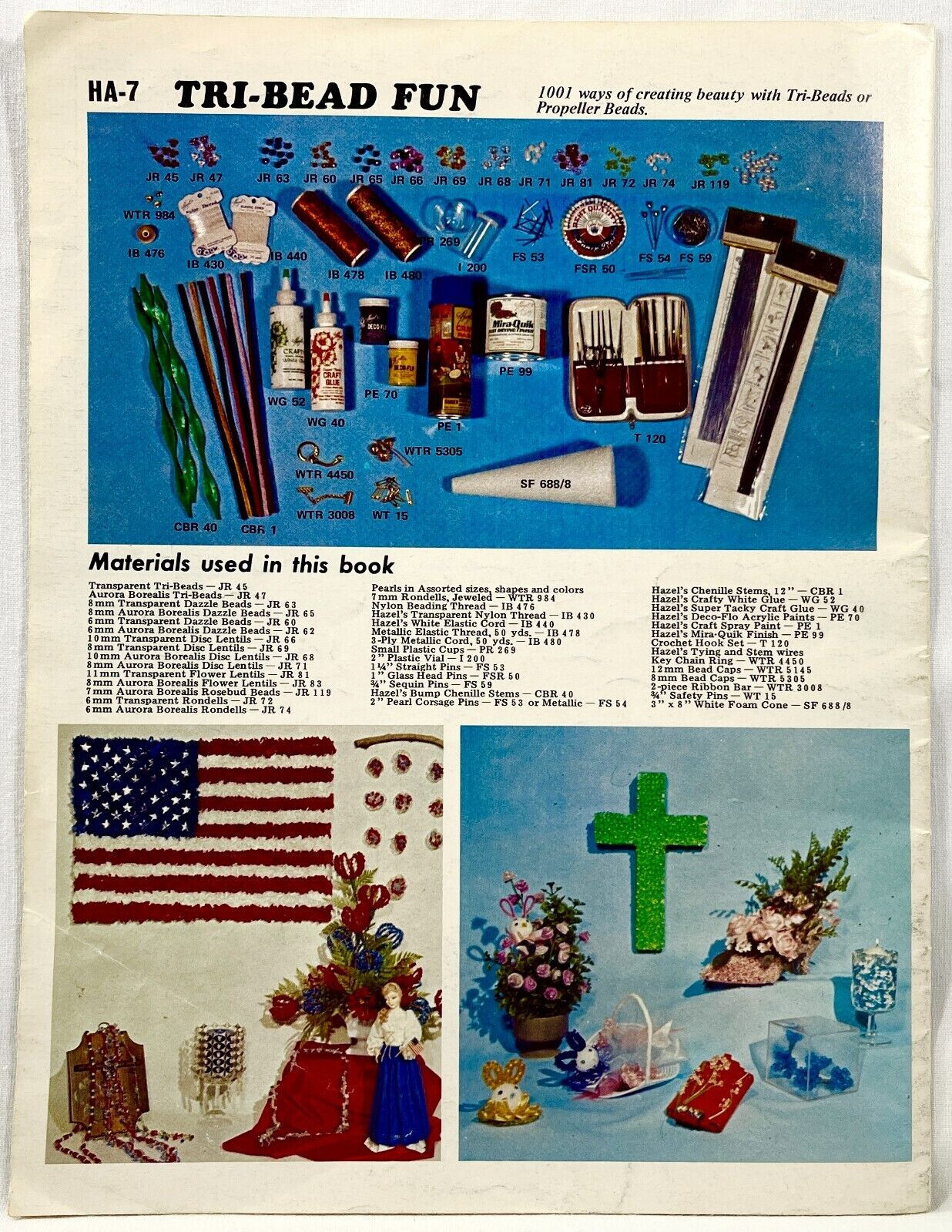 1972 Hazel Pearson Tri-Bead Fun HA7 Beading Pattern Book 15 Projects Vintg 12408