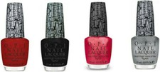 OPI Shatter Collection of Four Bottles: Red, Silver, Pink, Black. Full Size.