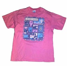 Vintage 90s Grand Canyon Single Stitch Graphic Shirt Red USA Made Size Large