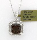 GENUINE 3.87 Cts SMOKY TOPAZ PENDANT NECKLACE .925 Silver - NEW WITH TAG — photo 3