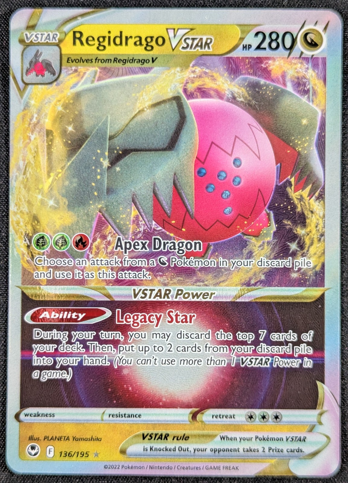 Regidrago Vstar 2022 Tempest Full Art Ultra Rare Holo Pokemon Card 136/195 (NM)