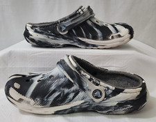 Crocs Classic Unisex Black White Marbled Clogs Sizes M6 / W7