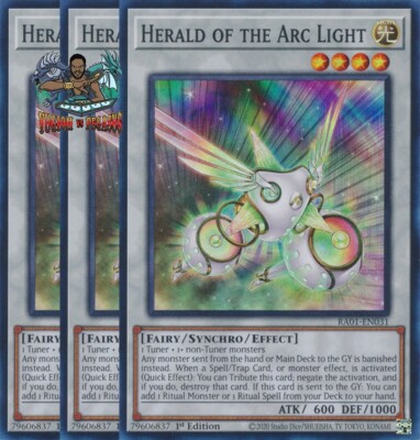 herald yugioh cards Yugioh! 3x of the Arc Light RA01-EN031 Super Rare 1st Ed NM If this card in its owners possession is sent to the GY by an opponent Herald of Creation - Yu-Gi-Oh!