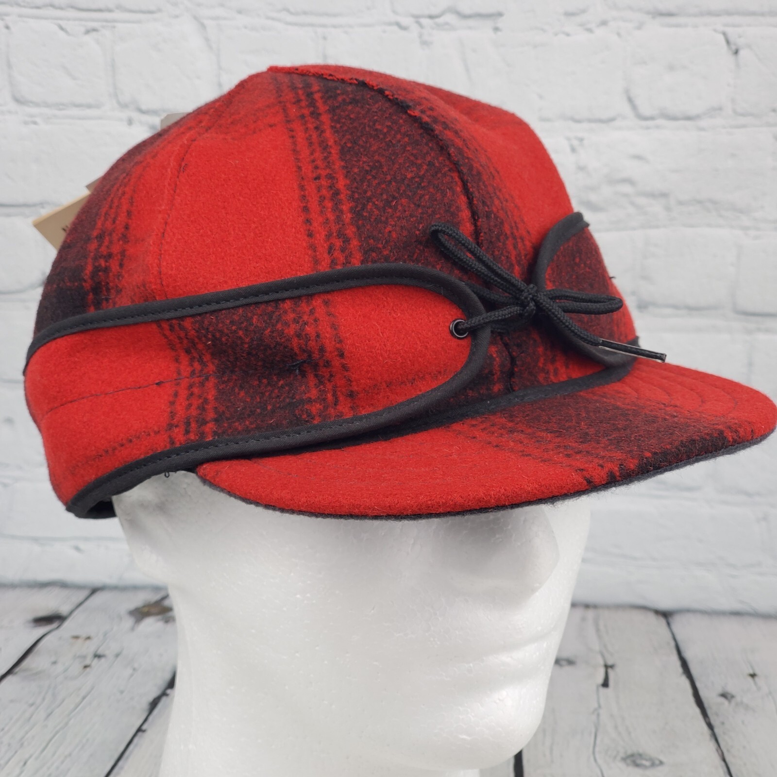 Stormy Kromer Original Red Plaid Wool Hat 7 5/8 Made in Michigan USA