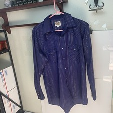 Vtg Pearl Snap Button Front Shirt Ely Cattleman Men's Western Rockabilly L 16/33