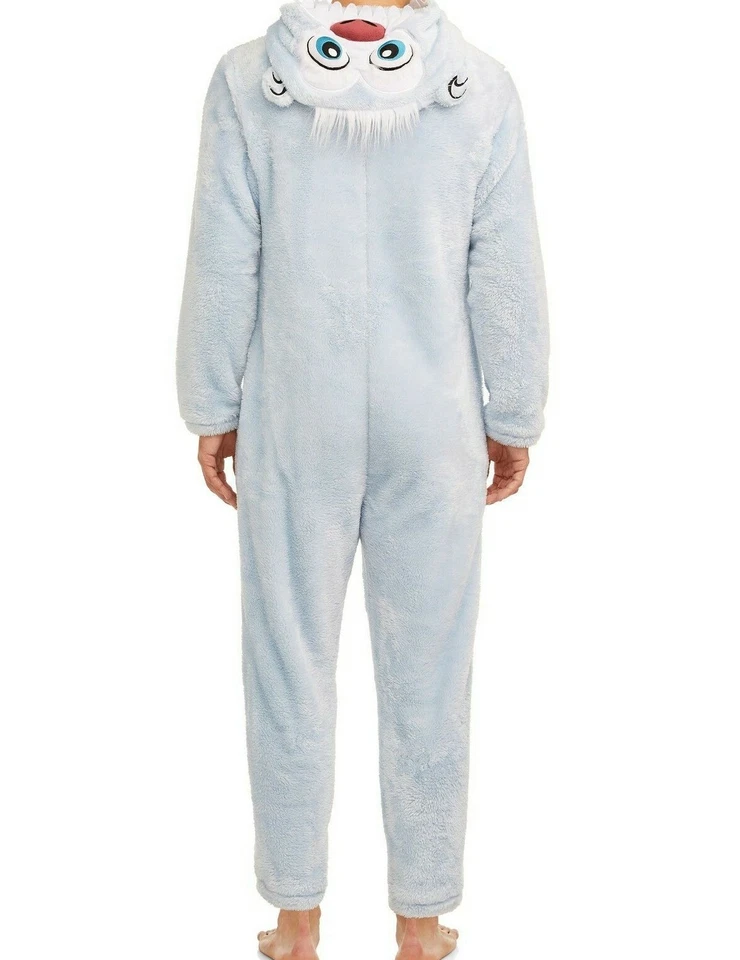 Abominable Snowman Yeti Hooded Pajama Christmas Costume Union Suit Mens M-Large - Image 4 of 4