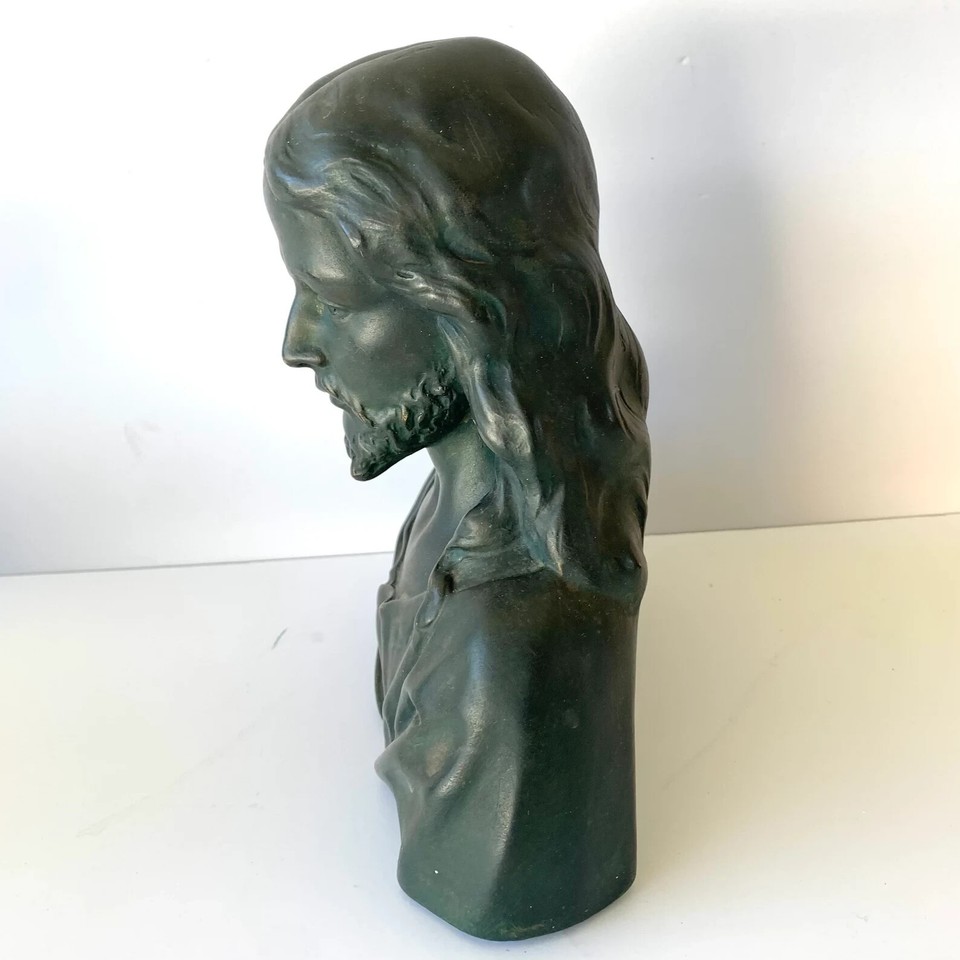 JESUS CHRIST HEAD BUST SCULPTURE Belgian Antique Vintage Catholic