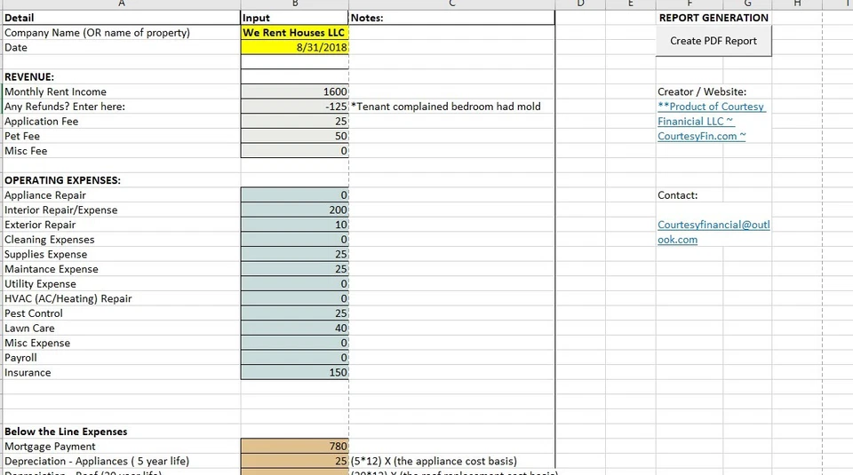 Income Statement for Landlords - Excel Template (w/ Automated Report Generation) - Image 2 of 3