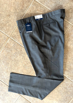 Hart Schaffner Marx New York 100% Wool Dress Pants 48R Unhemmed Grey $150 NWT