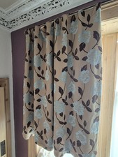 Show Home Curtains Blackout Linings Beige and Blue Floral Fabric Curtains