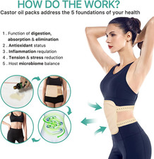 Castor Oil Pack Wrap Reusable for Waist and Neck, Castor Oil Pack Kit for Con...