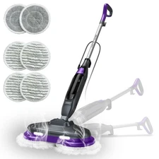 Scrub & Steam Mop with Rotating Mop Pads, LED Headlights, 6 Scrub Pads, Large...