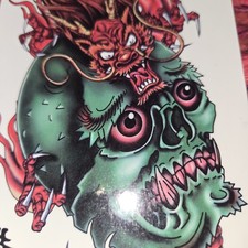 6.5" Waterproof temporary tattoo 15-day Long Lasting Green Skull, Red Dragon.