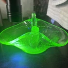 vintage Fenton Uranium Glass Bird Figural Dish, a "Bird in Flight" bowl