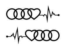 2x Audi Herzschlag Audi Love Vinyl Tuning Sticker Auto Aufkleber Scheiben