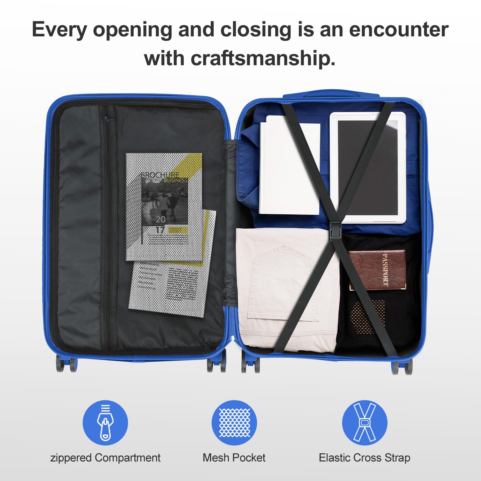 5-Piece Luggage Set 12in+16in+20in+24in+28in Suitcases w/Spinner Wheels Travel