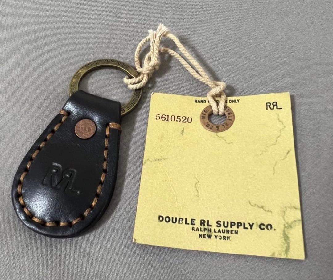 ⭐️ RRL初期の非売品レザーキーホルダー おまけRRLシール RRL RALPH LAUREN EMBOSSED LOGO LEATHER KEY FOB MEN COLOR BROWN