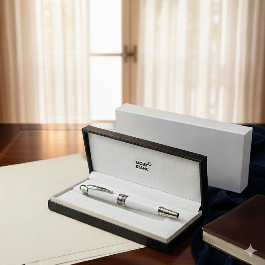 Montblanc JFK Special Edition 163 Rollerball Pen White Resin Silver Trim New