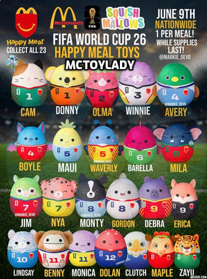 2026 McDonald s FIFA World Cup Squishmallows Happy Meal Toys! Same Day Shipping!
