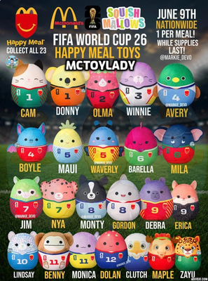 #ad 2026 McDonald’s FIFA World Cup Squishmallows Happy Meal Toys Same Day Shipping $4.95