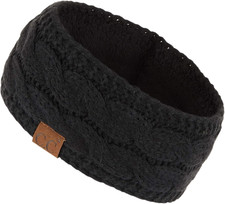 Winter Fuzzy Fleece Lined Thick Knitted Diagonal Stripes Criss-Cross Pattern Hea