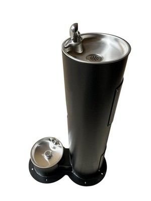 Elkay LK4400DBBLK Outdoor Pedestal Fountain with Pet Station, Black