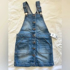 OshKosh B'gosh Denim Jumper Dress Kids 6/6X Blue NEW Button Front Overall Dress