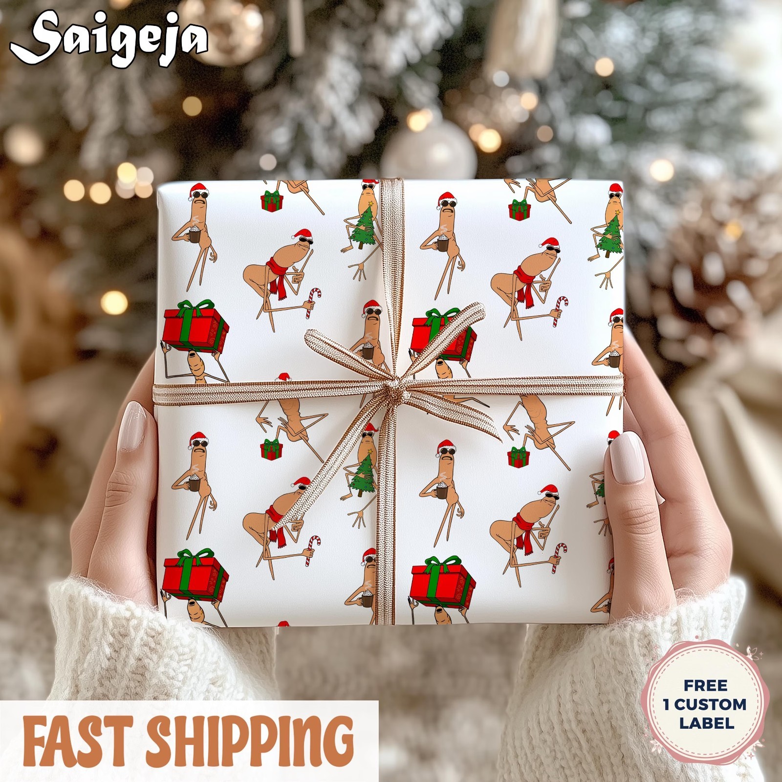 Marcus the Worm Wrapping Paper, Rigatoni Pasta VR Merch Present Wrapper