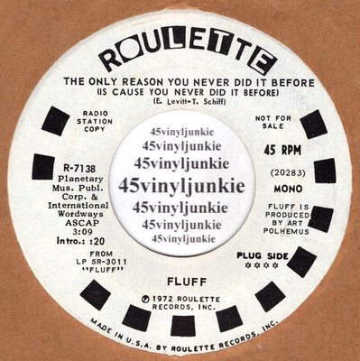Fluff 45 rpm ''The Only Reason You Never Did It Before...'' on Roulette Records