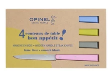 Set Of 4 OPINEL BonAppetit SAVOIE FRANCE Wooden Handle Steak Knives Smooth Blade