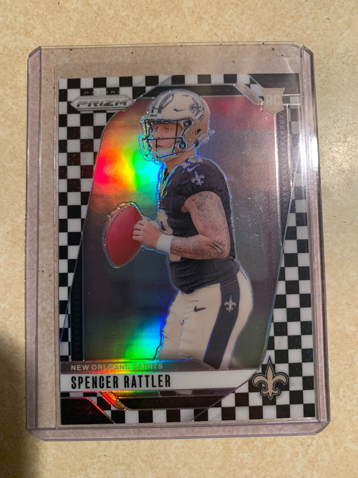 2024 Panini Prizm Spencer Rattler RC Black & White Checkerboard #388 Saints