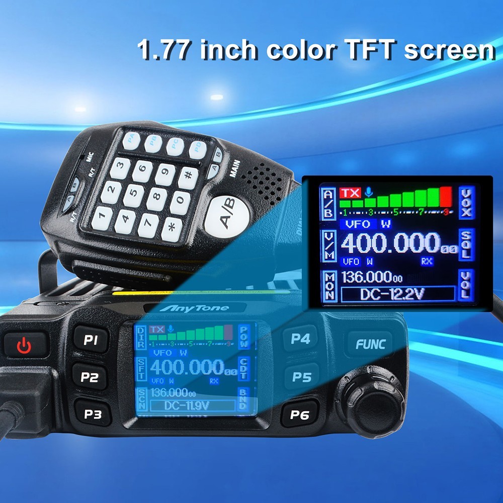 Anytone AT-778UV Mobile Radio - 25W UHF/VHF Car Transceiver With Programming Cable