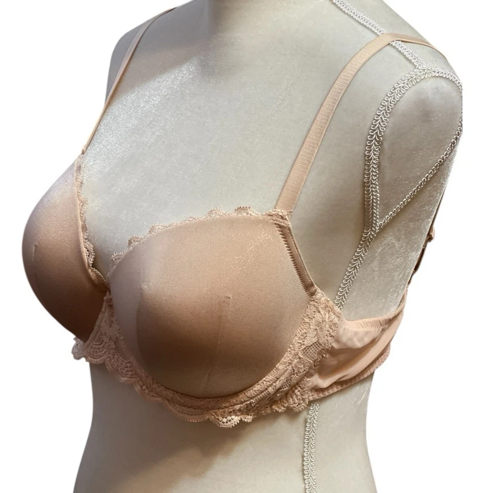 Sujetador Victorias Secret Dream Angels Lámina Brillo Encaje Con Aros Desnudo Oro Rosa 38C Foto 2 de 4