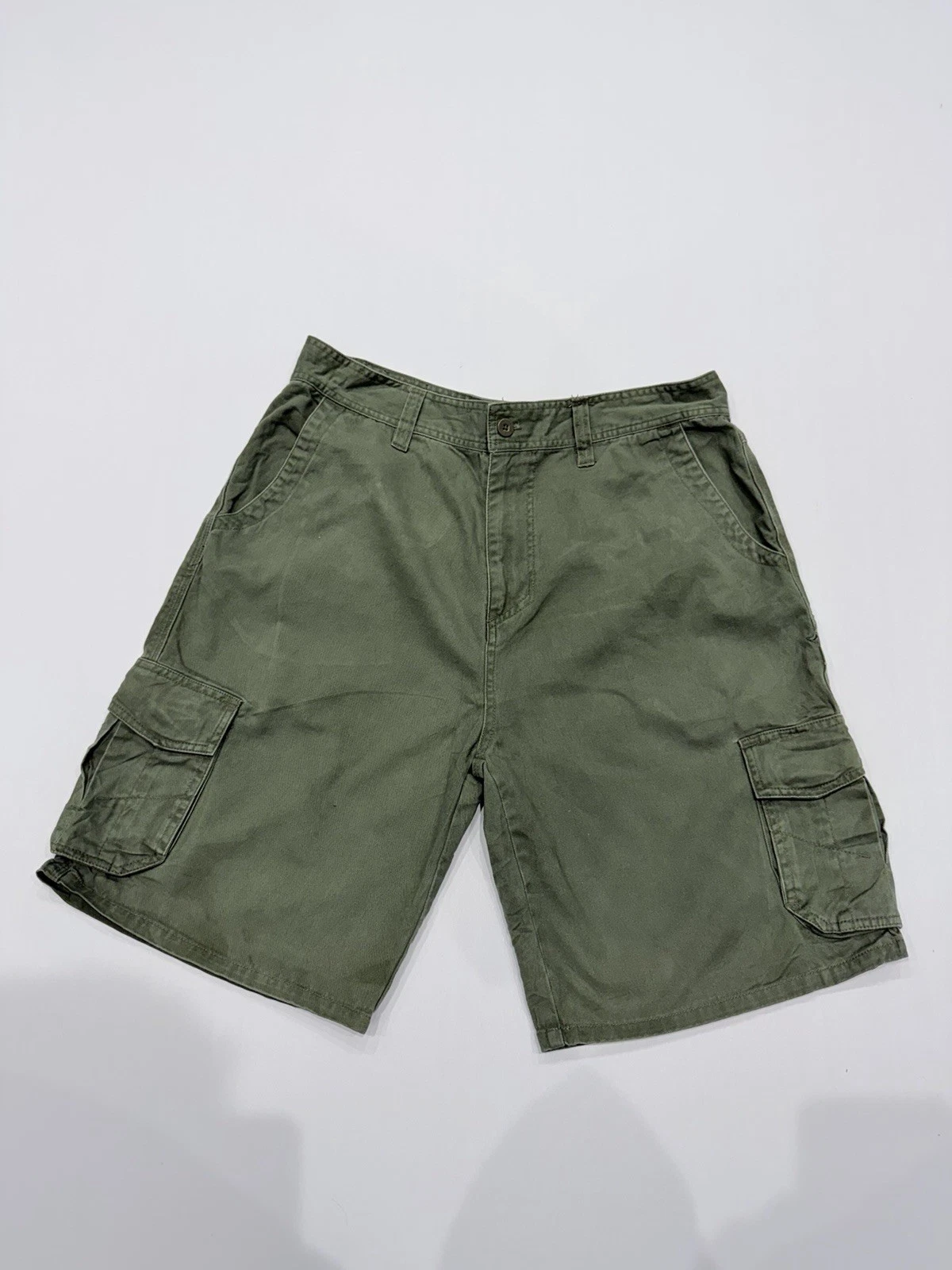 Hurley Green Men’s Cargo Shorts Skate Workwear Utility Pockets Hiking Y2K W36