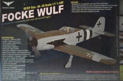 Phoenix Models Focke-Wulf FW 190 .46-.55 GP EP ARF PMMA1840 Airplanes ARF Scale