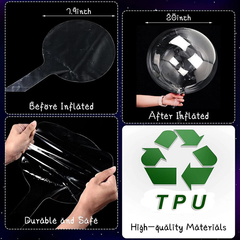 10/20/30 Packs LED Light Up BoBo Balloons Wedding Birthday Christmas Party Decor - Image 2 of 4