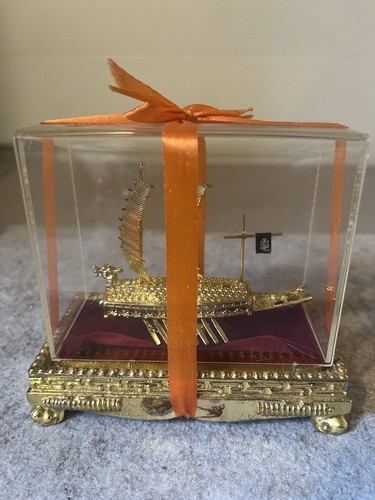 Brass Korean Turtle Ship Replica Model With Case Vintage