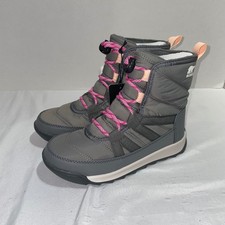 Sorel Whitney II Puffy Mid Waterproof Winter Boots Kids Quarry Grey Pink 13